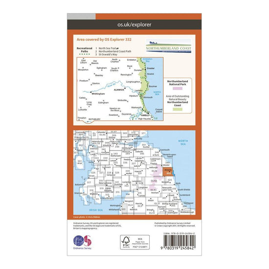 Explorer 332 Alnwick & Amble Map With Digital Version