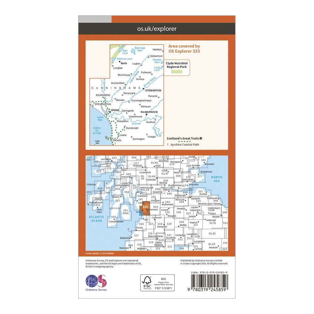 Explorer 333 Kilmarnock & Irvine Map With Digital Version