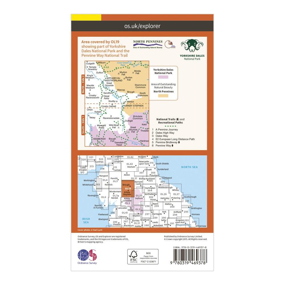 OL 19 Explorer Howgill Fells and Upper Eden Valley Active Map