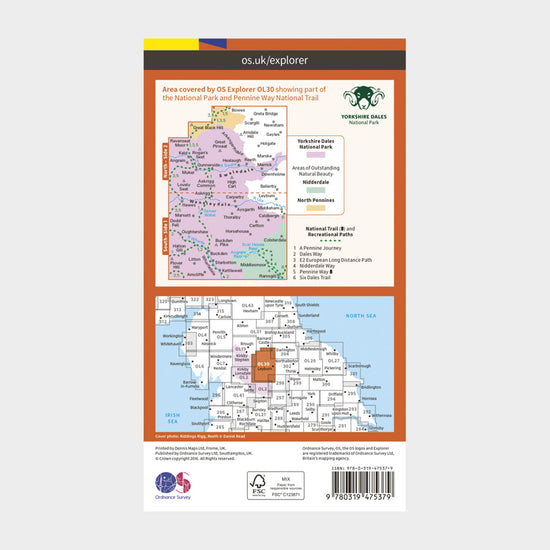 OL 30 Explorer Yorkshire Dales - Northern & Central Area Active Map