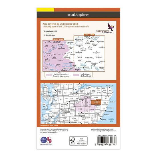 Explorer OL 59 Active D Aboyne, Alford & Strathdon Map
