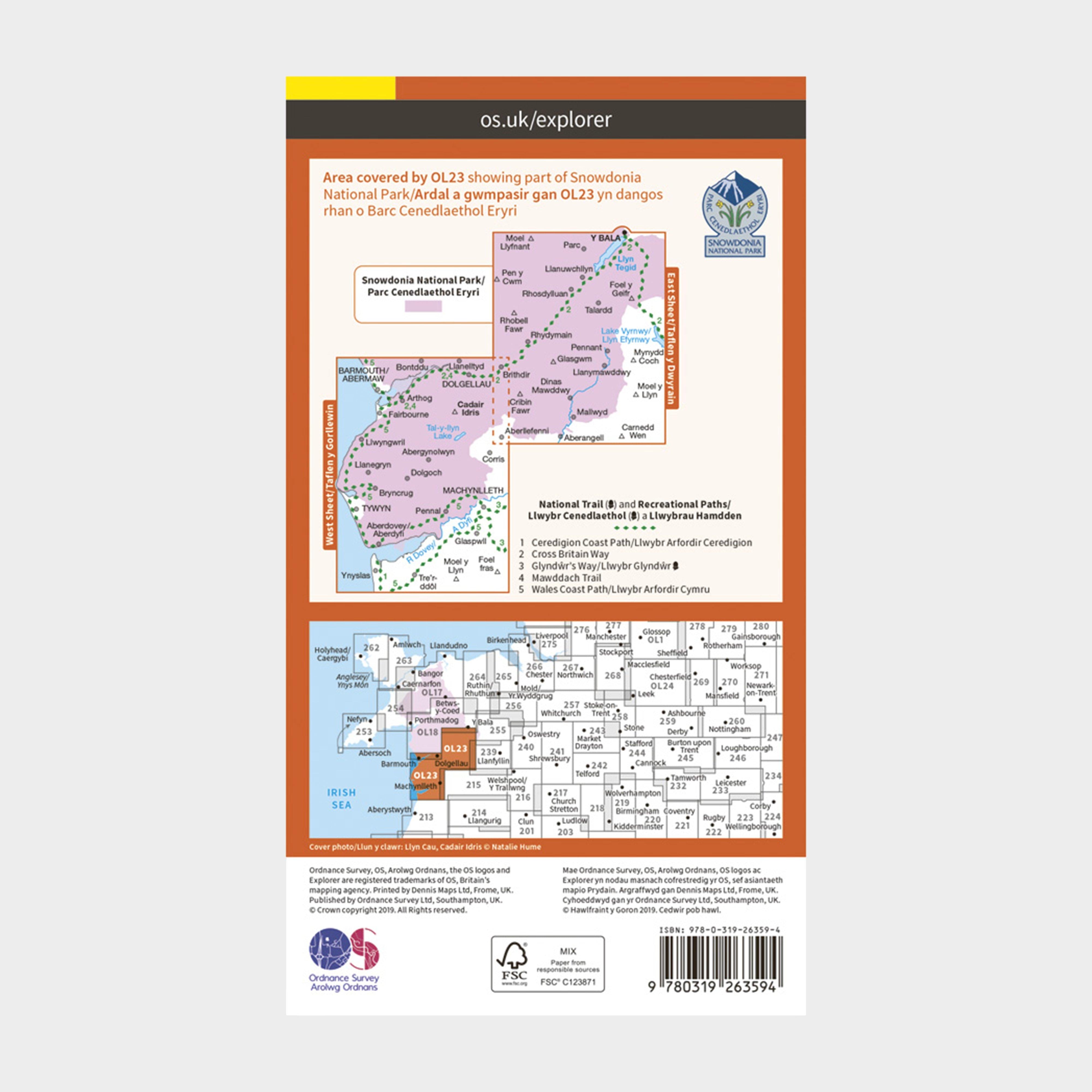 Explorer OL23 Cadair Idris & Llyn Tegid Map With Digital Version