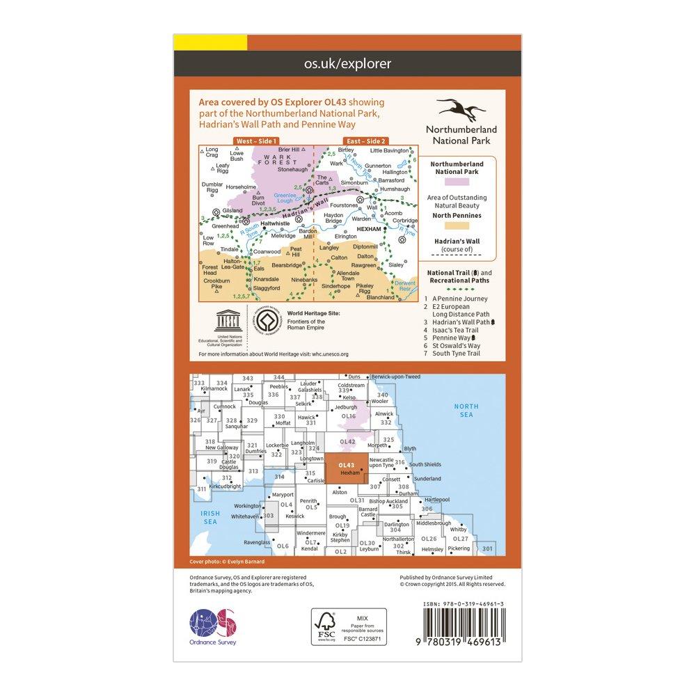 Explorer Active OL 43 Hadrian's Wall Map