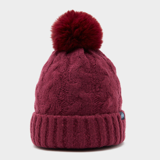 Chunky Knit Bobble Hat Wine