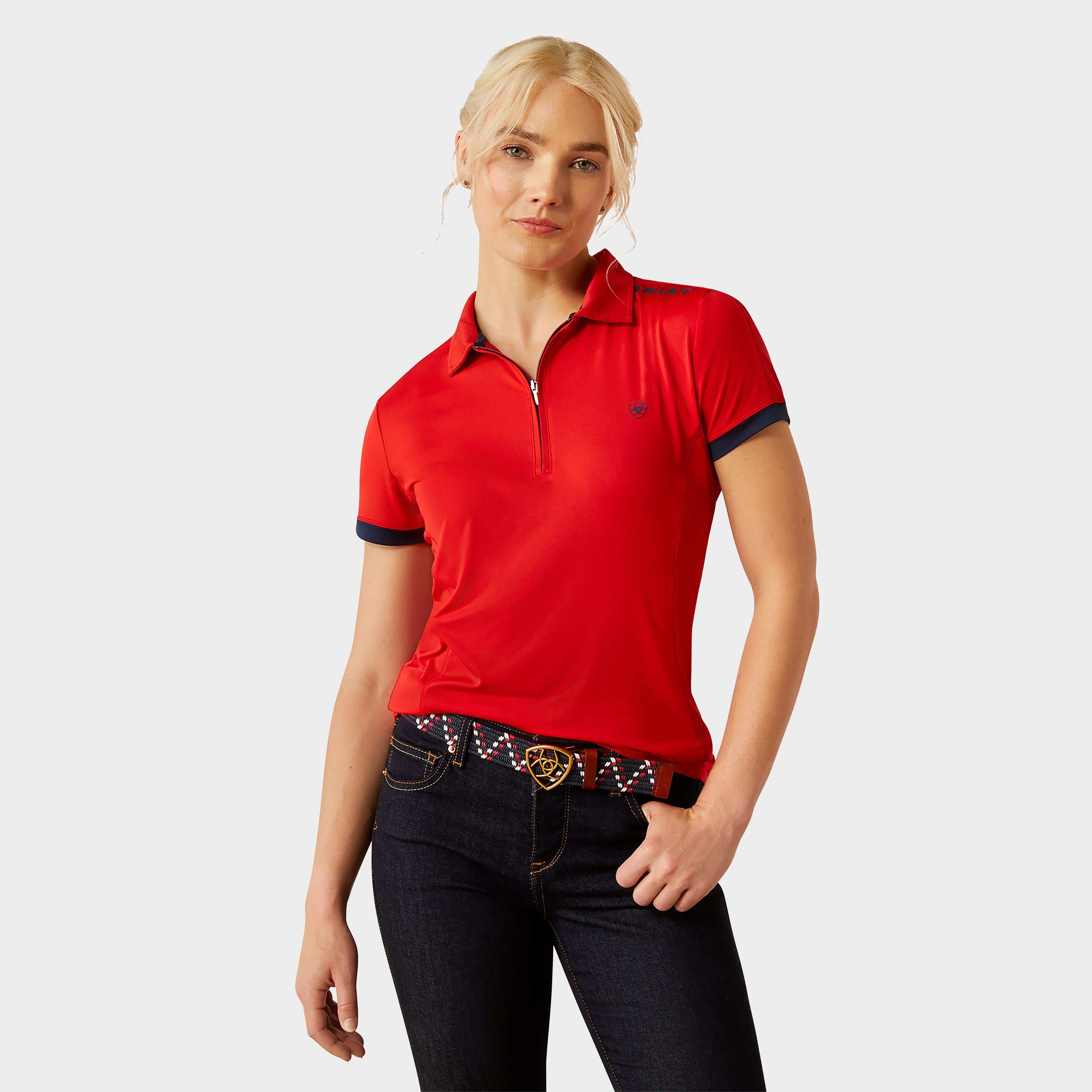 Women's Bandera 1/4 Zip Short Sleeved Polo Shirt Weg Red