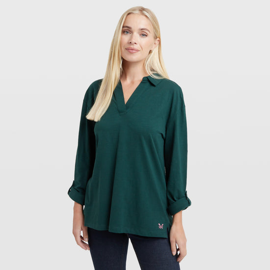 Women's Flip Collar Slub Top