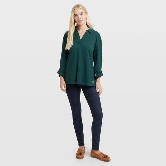 Women's Flip Collar Slub Top