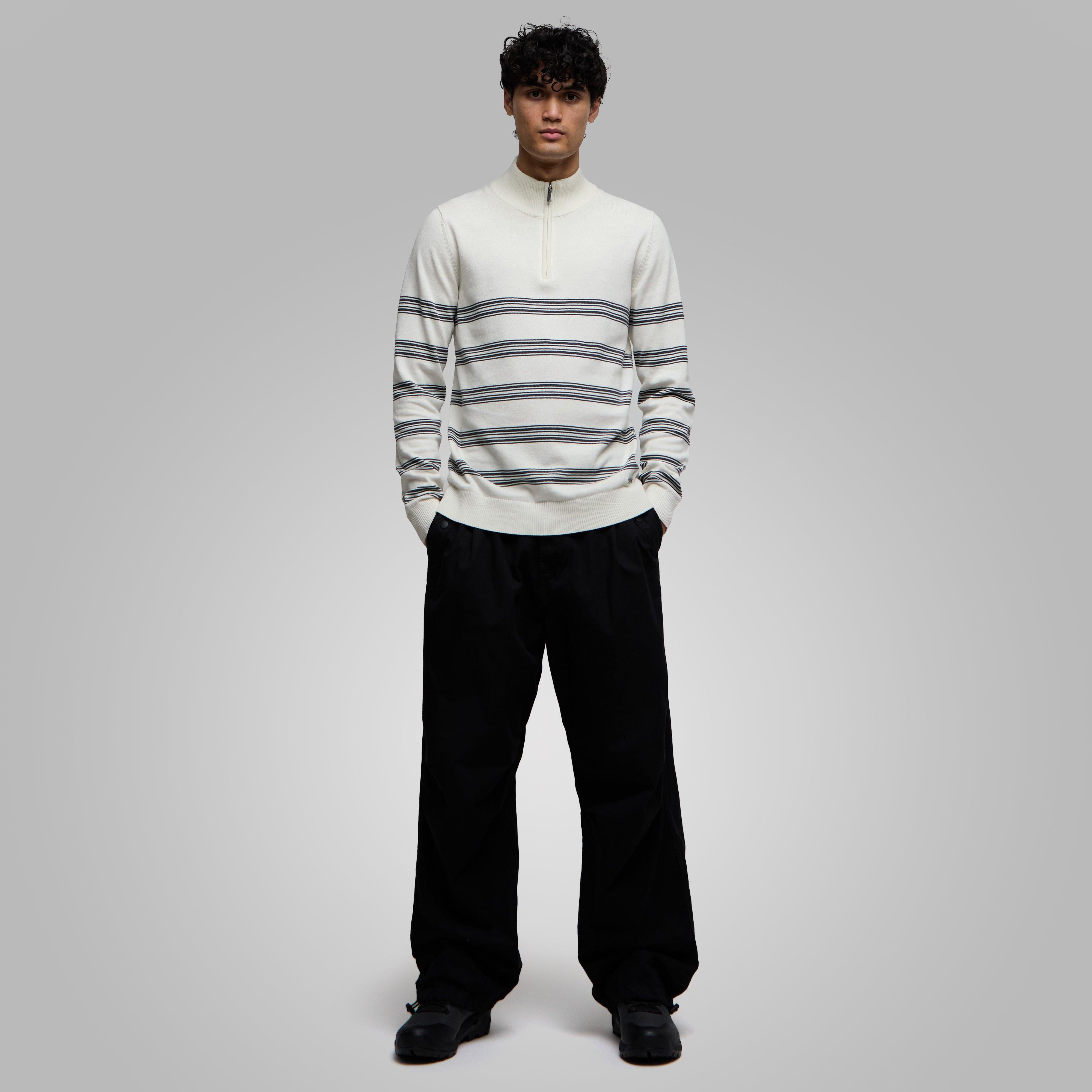 Men's Gunnar 1/4 Zip Fine Knit Stripe Jumper