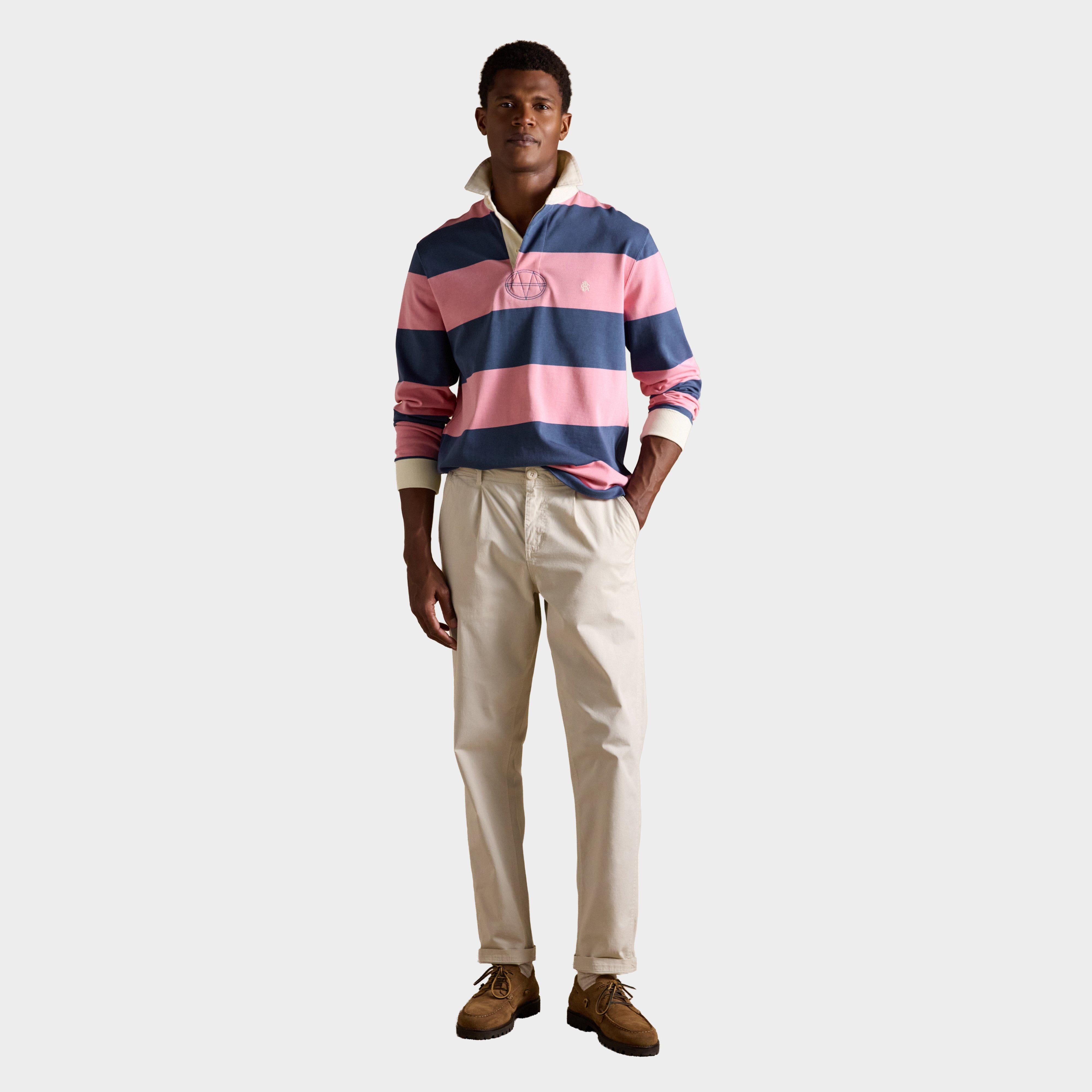 Men's Striped Long Sleeve Rugby Shirt