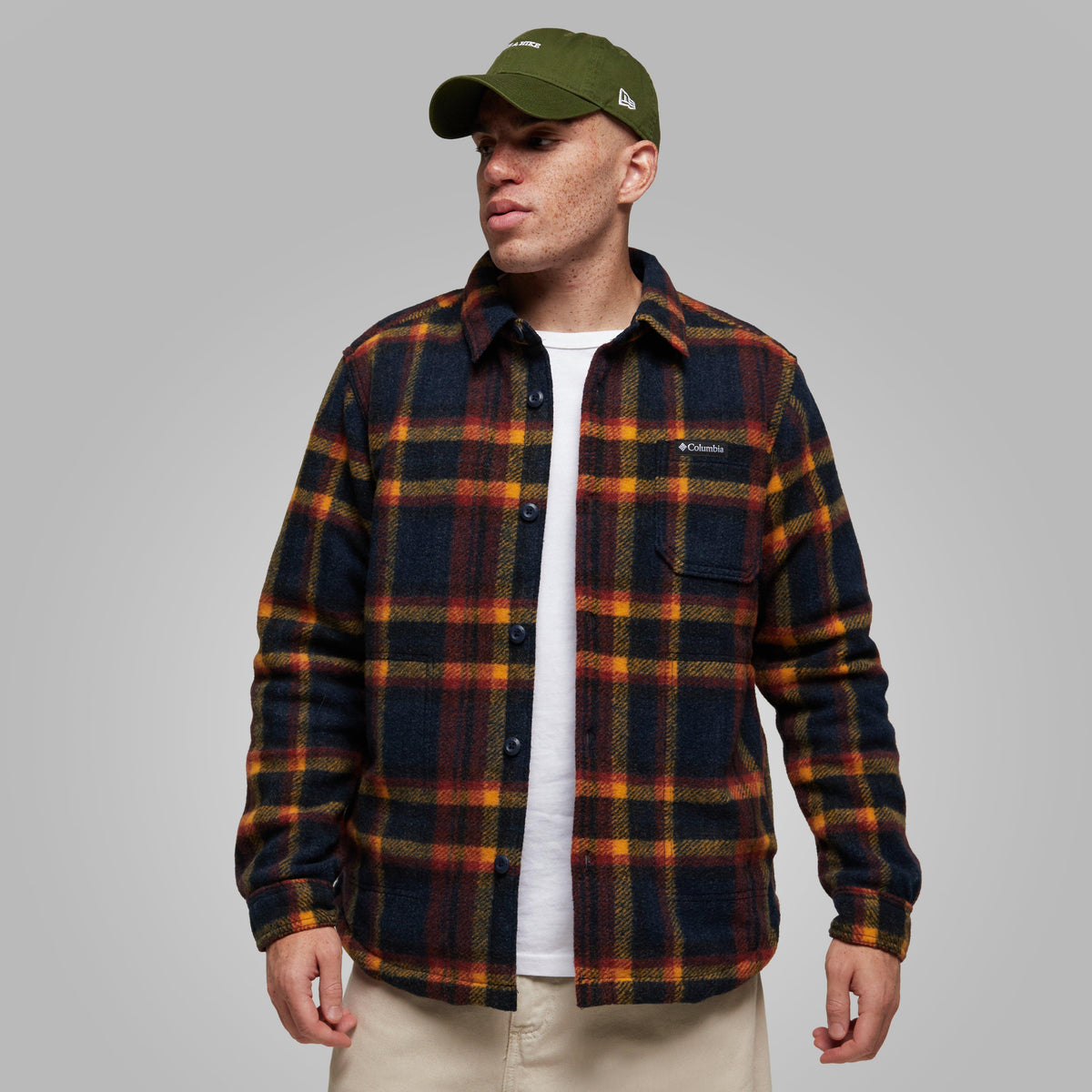 COLUMBIA MENS L/S SHIRTS-COL M HUNTER SHIRT NVY/YE