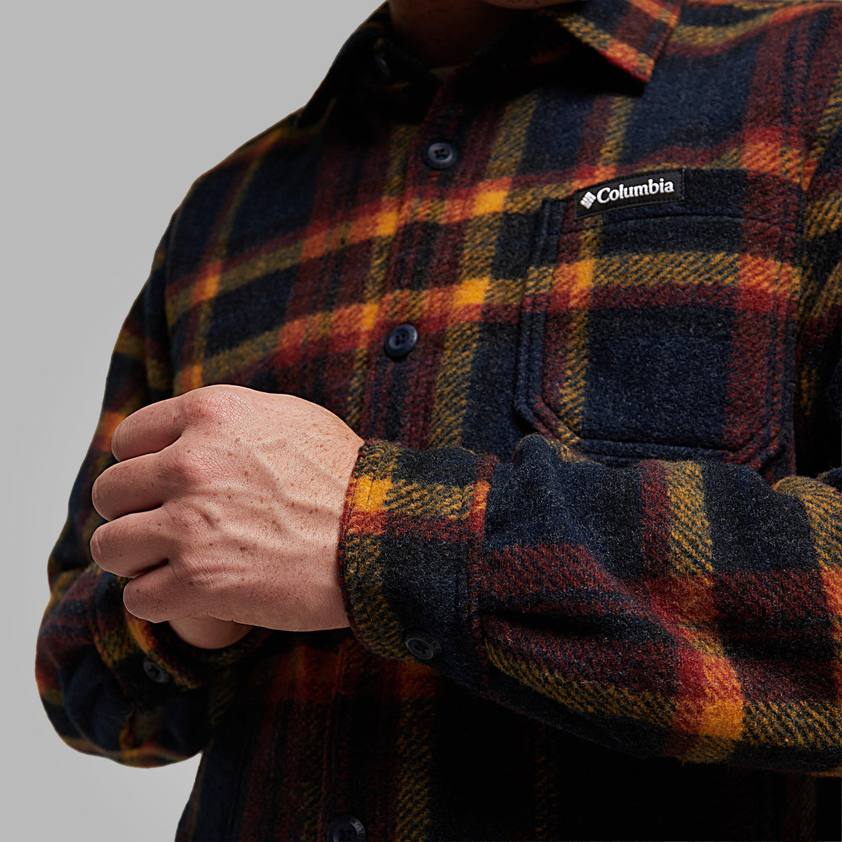 COLUMBIA MENS L/S SHIRTS-COL M HUNTER SHIRT NVY/YE
