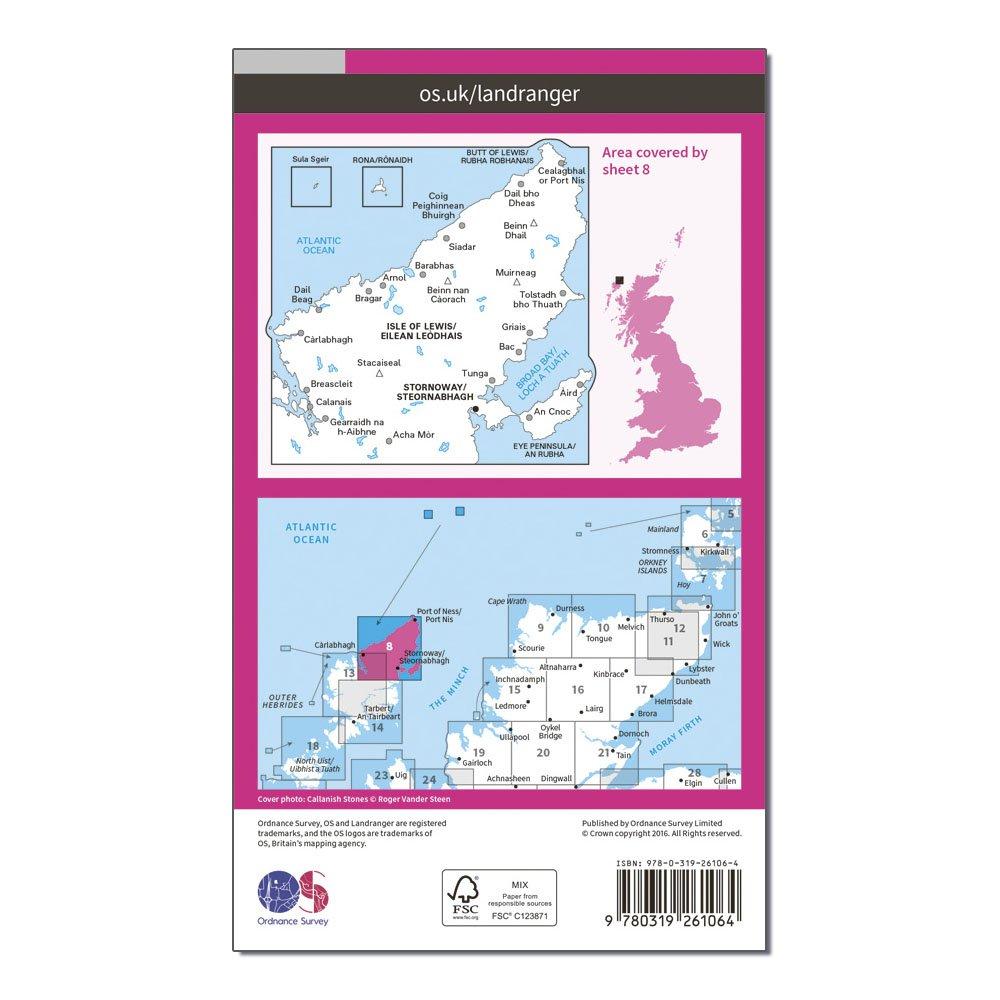 Landranger 8 Stornaway & North Lewis Map With Digital Version