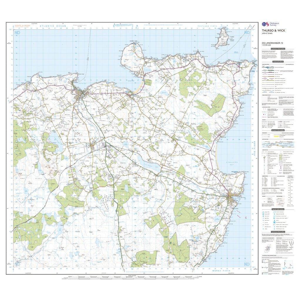 Landranger 12 Thurso & Wick Map