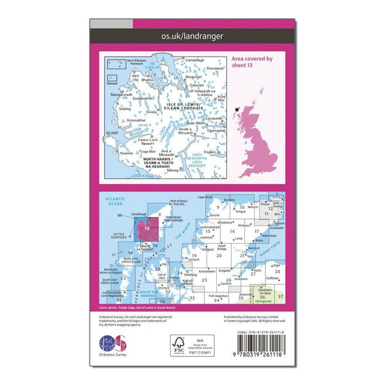 Landranger 13 West Lewis & North Harris Map With Digital Version
