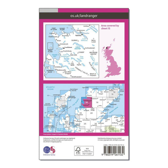 Landranger 15 Loch Assynt, Lochinvar & Kylesku Map With Digital Version
