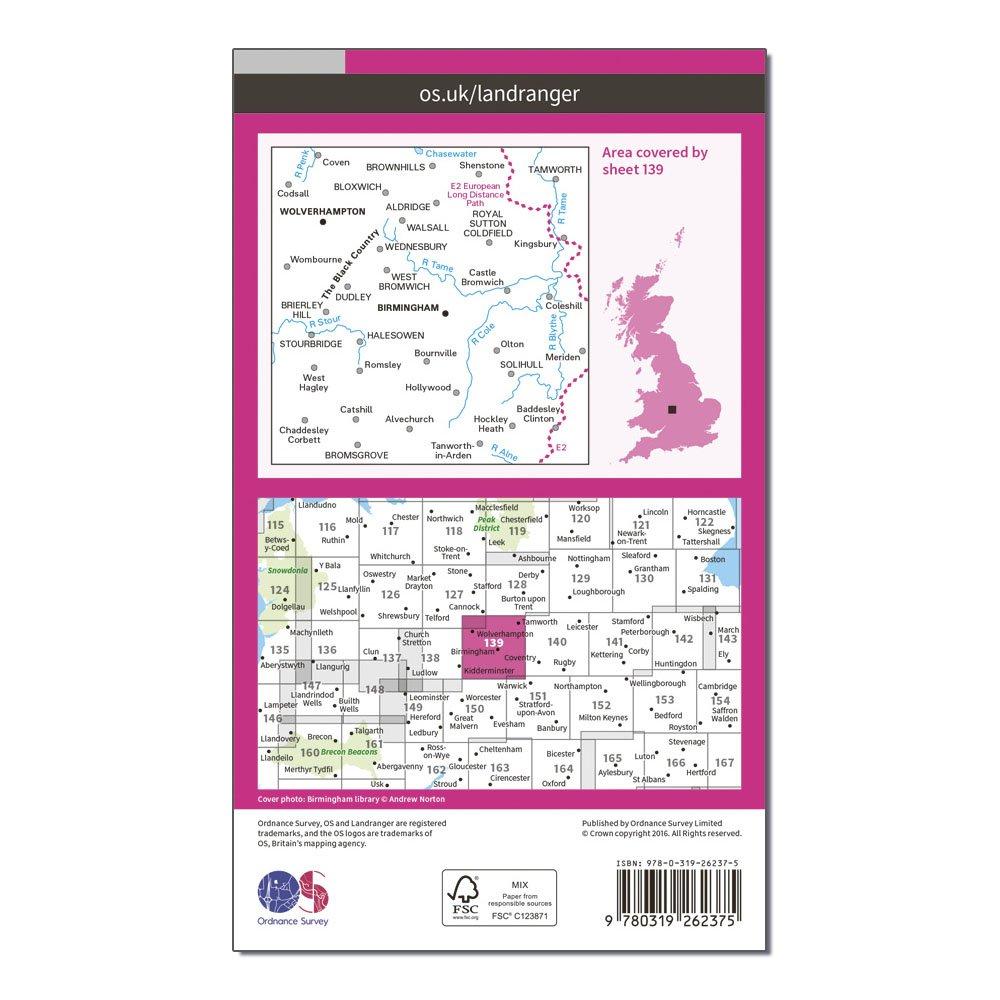 Landranger 139 Birmingham & Wolverhampton Map With Digital Version