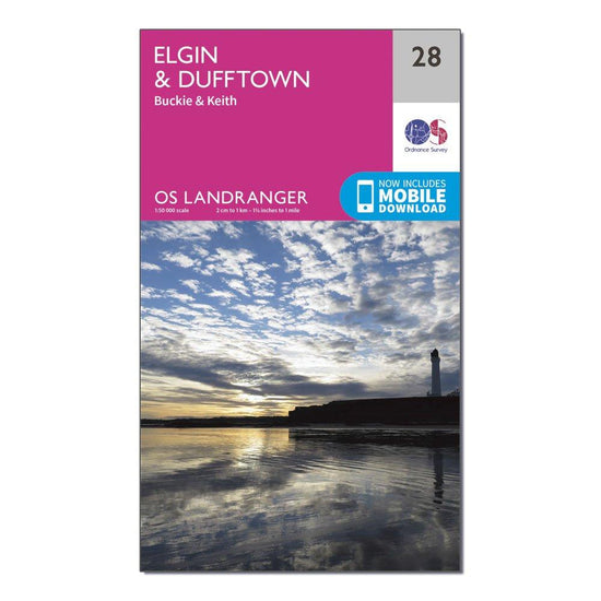Landranger 28 Elgin, Dufftown, Buckie & Keith Map With Digital Version