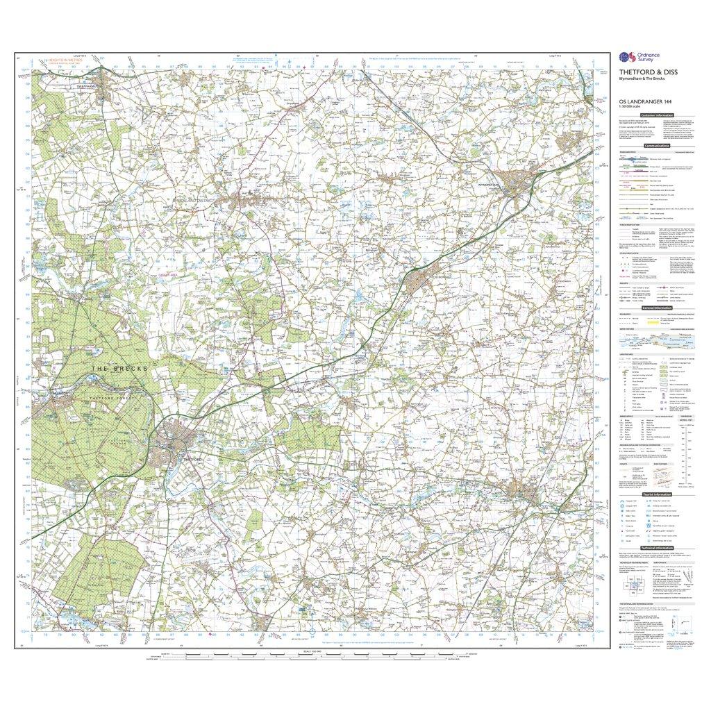Landranger 144 Thetford & Diss, Breckland & Wymondham Map With Digital Version