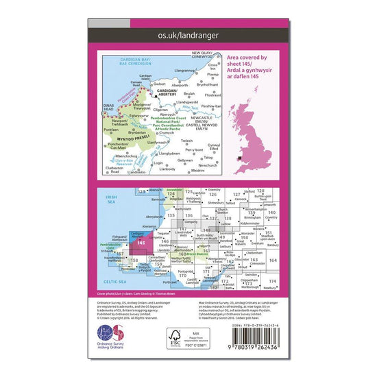 Landranger 145 Cardigan & Mynydd Preseli Map With Digital Version