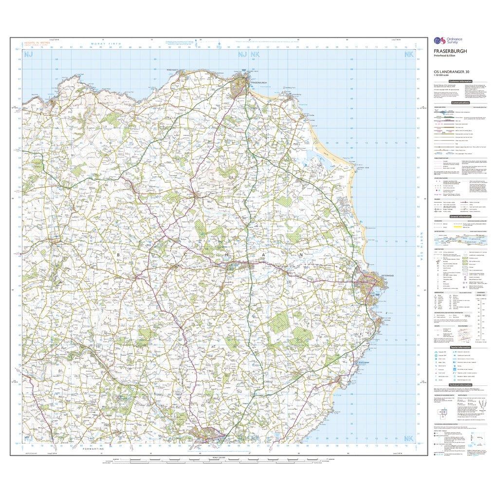 Landranger 30 Fraserburgh, Peterhead & Ellon Map With Digital Version