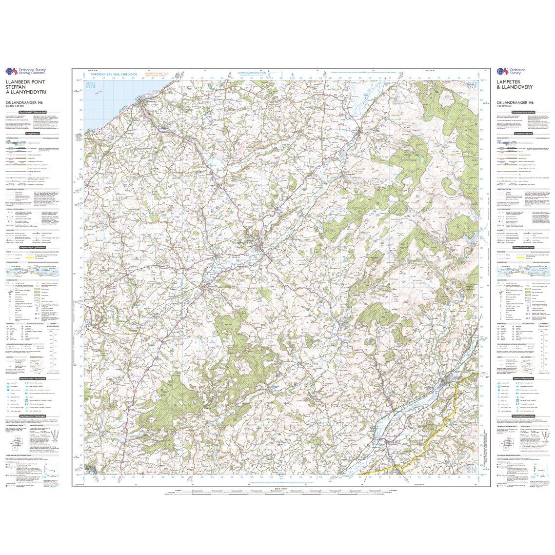 Landranger 146 Lampeter & Llandovery Map With Digital Version
