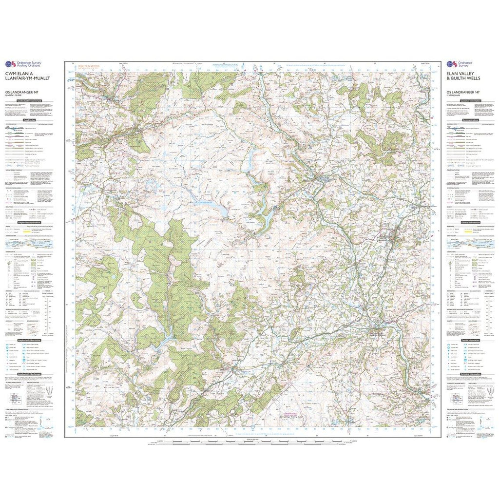 Landranger 147 Elan Valley & Builth Wells Map With Digital Version