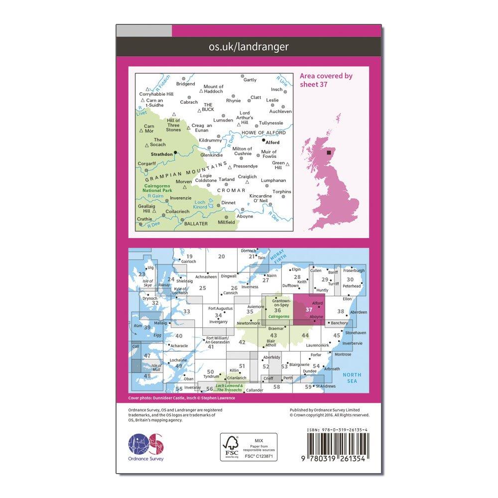 Landranger 37 Strathdon & Alford Map With Digital Version