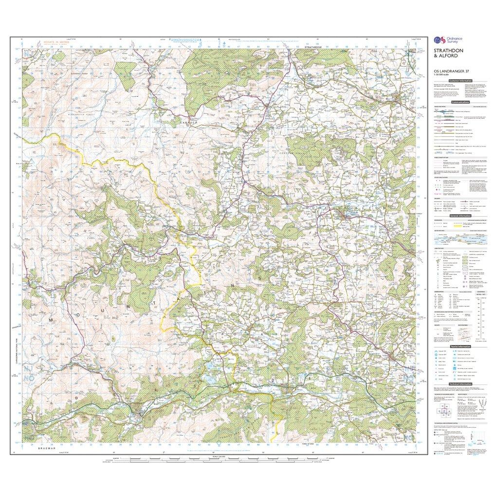 Landranger 37 Strathdon & Alford Map With Digital Version