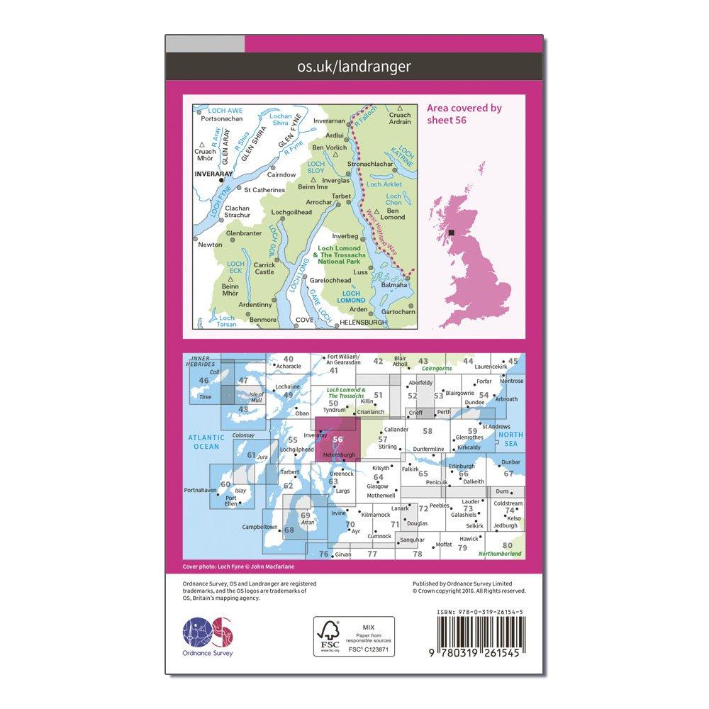Landranger 56 Loch Lomond & Inveraray Map With Digital Version