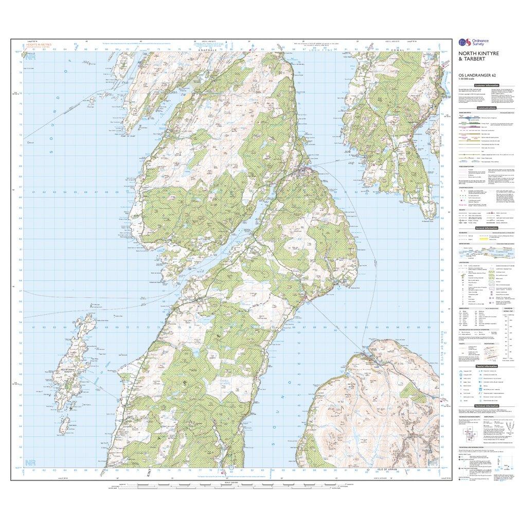 Landranger 62 North Kintyre & Tarbert Map With Digital Version