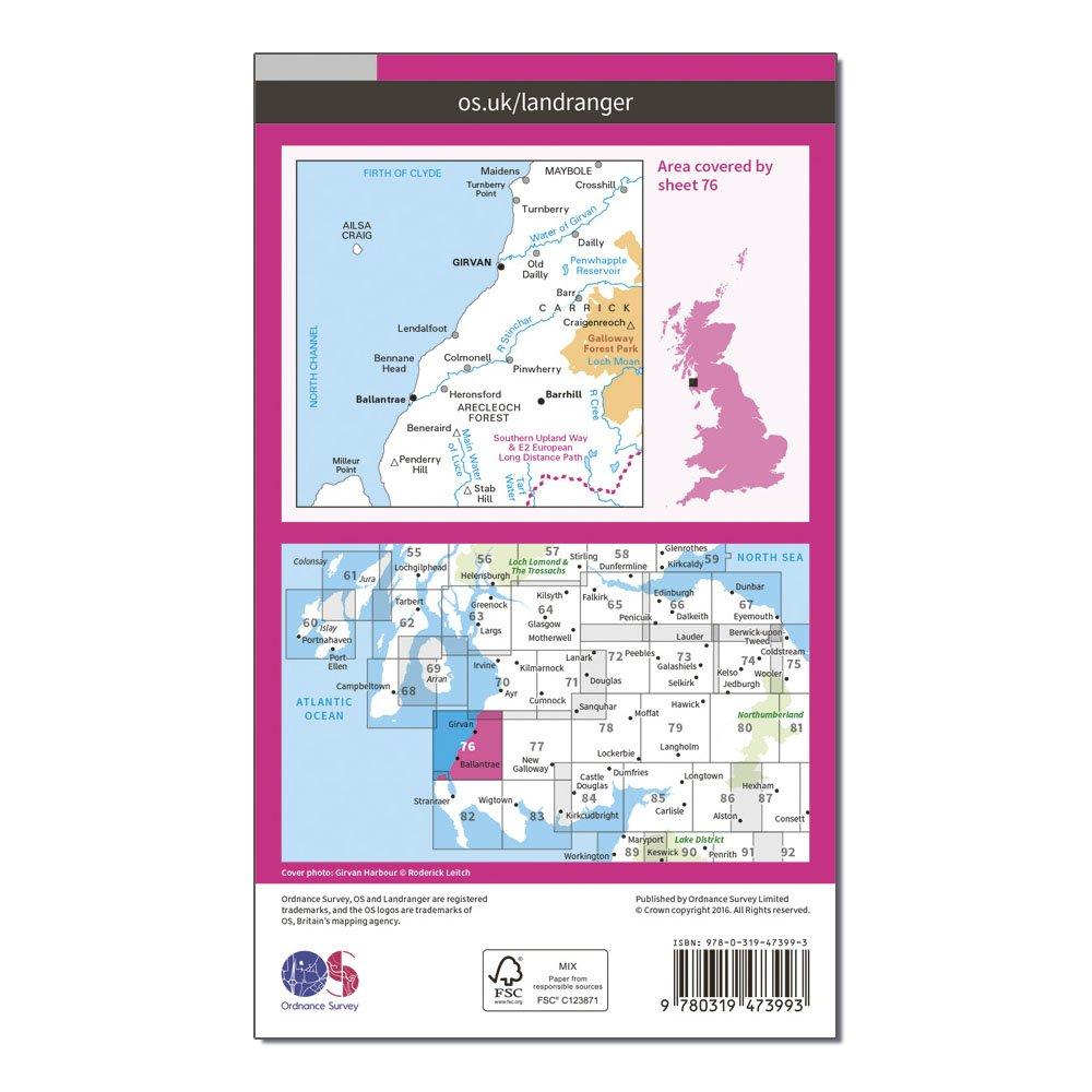 Landranger Active 76 Girvan, Ballantrae & Barrhill Map With Digital Version