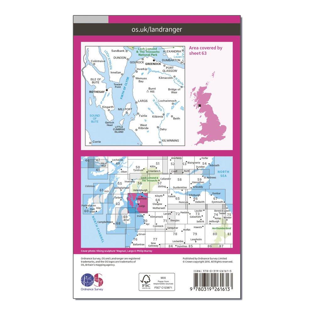 Landranger 63 Firth of Clyde, Greenock & Rothesay Map With Digital Version