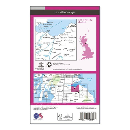 Landranger 66 Edinburgh, Penicuik & North Berwick Map With Digital Version