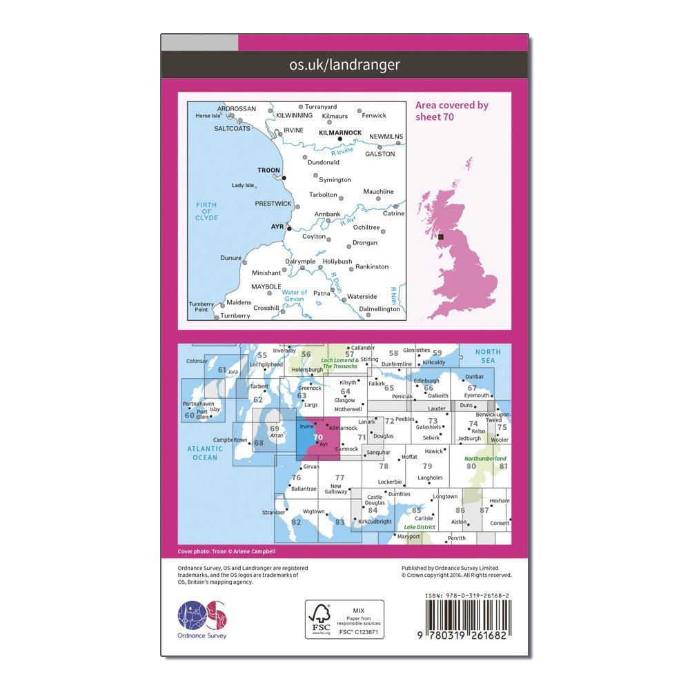 Landranger 70 Ayr, Kilmarnock & Troon Map With Digital Version