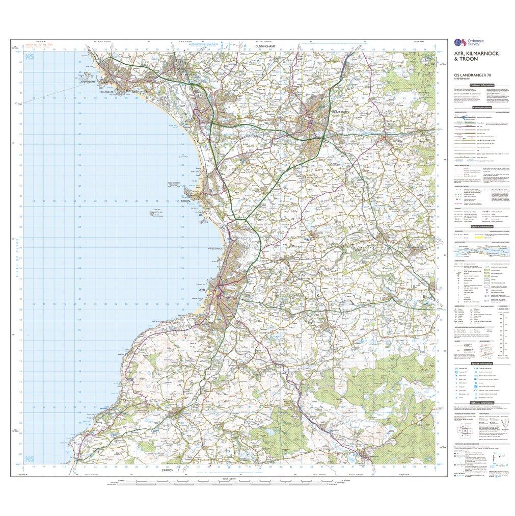 Landranger 70 Ayr, Kilmarnock & Troon Map With Digital Version