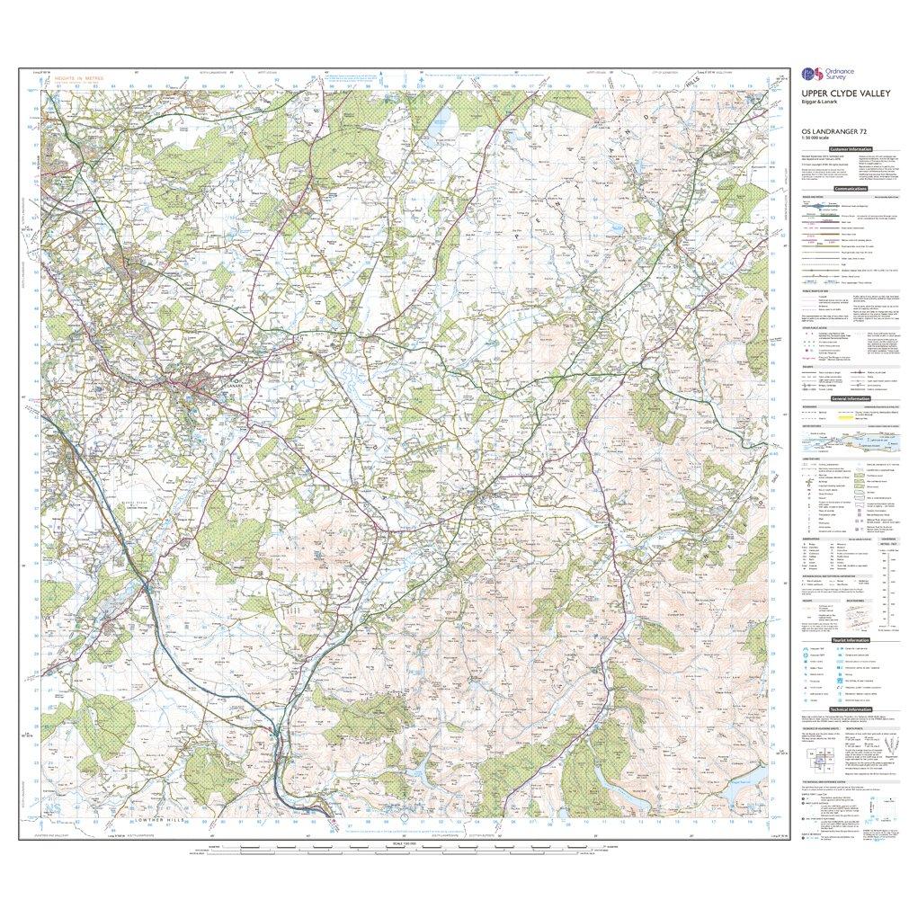Landranger 72 Upper Clyde Valley, Biggar & Lanark Map With Digital Version