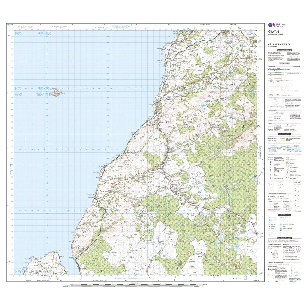 Landranger 76 Girvan, Ballantrae & Barrhill Map With Digital Version