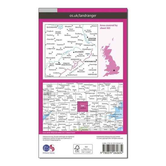 Landranger 165 Aylesbury, Leighton Buzzard, Thame & Berkhamstead Map With Digital Version