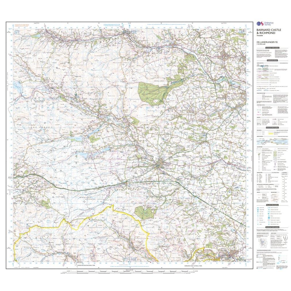 Landranger 92 Barnard Castle And Surrounding Area Map With Digital Version
