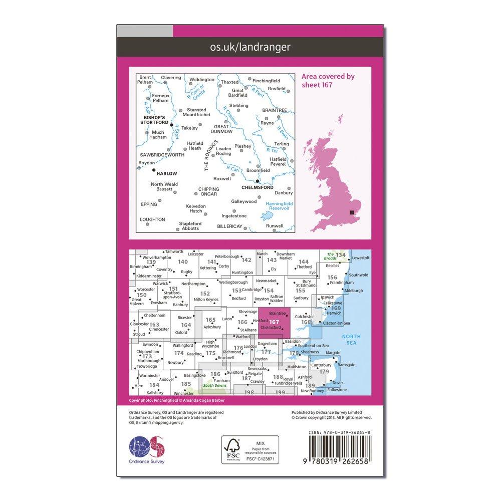Landranger 167 Chelmsford, Harlow & Bishop's Stortford Map With Digital Version