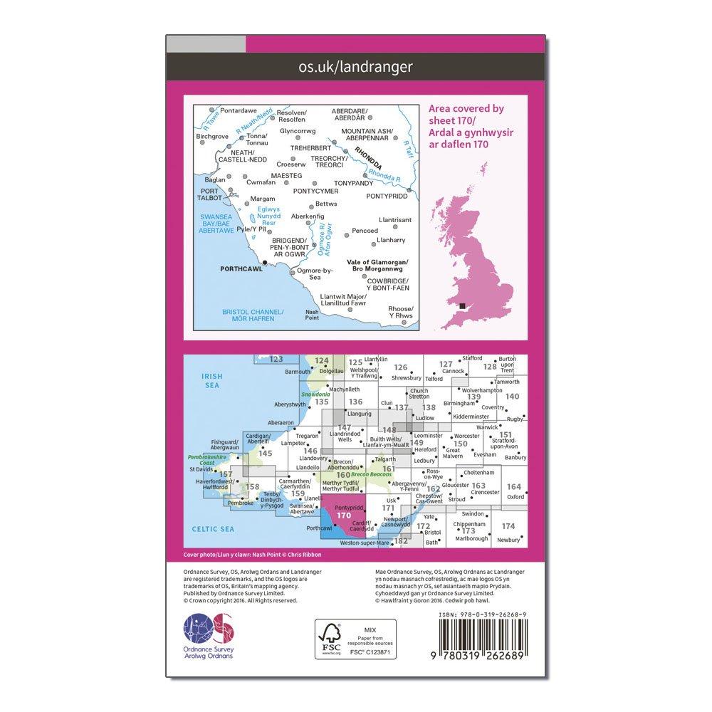 Landranger 170 Vale of Glamorgan, Rhondda & Porthcawl Map With Digital Version