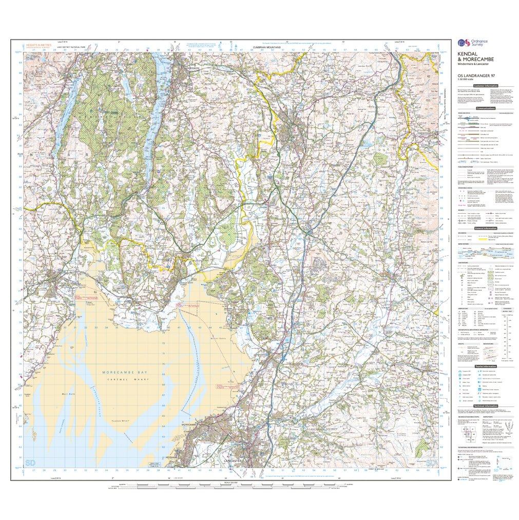 Landranger 97 Kendal, Morecambe, Windermere & Lancaster Map With Digital Version