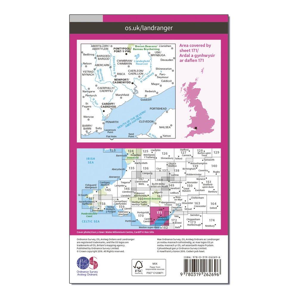 Landranger 171 Cardiff & Newport, Pontypool Map With Digital Version
