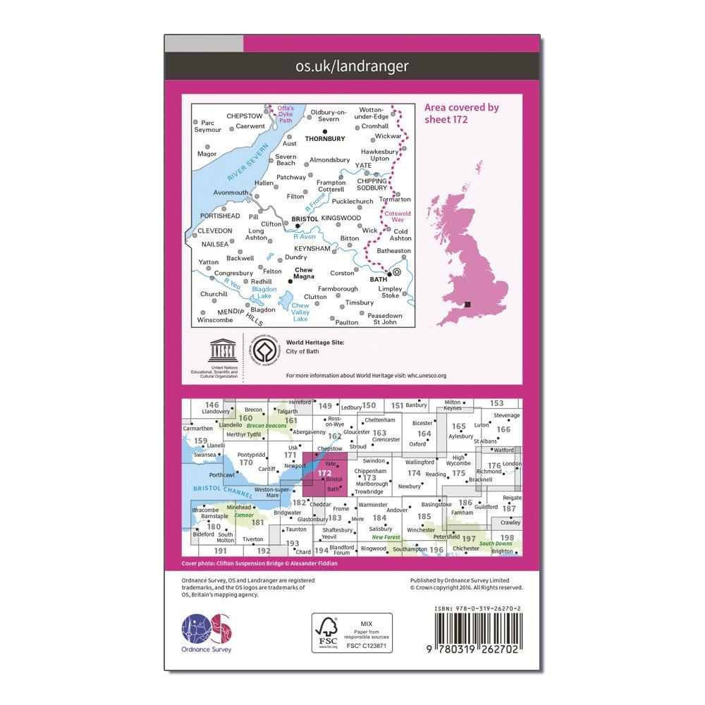 Landranger 172 Bristol, Bath & Thornbury Map With Digital Version