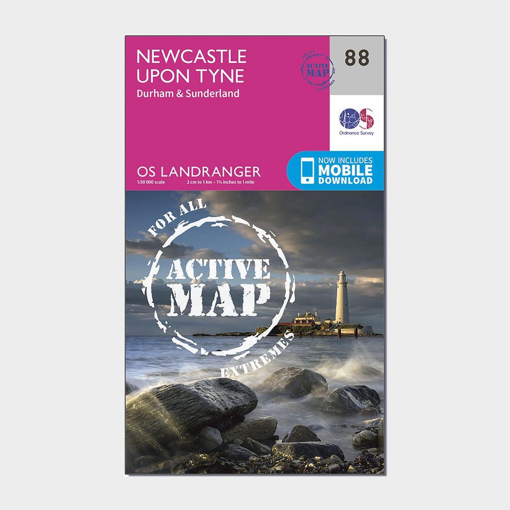 Landranger Active 88 Newcastle upon Tyne, Durham & Sunderland Map With Digital Version