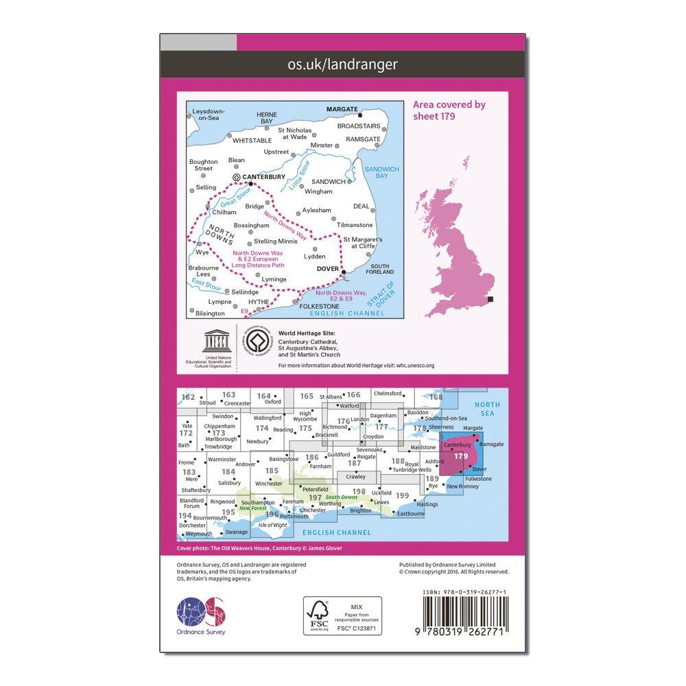 Landranger 179 Canterbury & East Kent, Dover & Margate Map With Digital Version