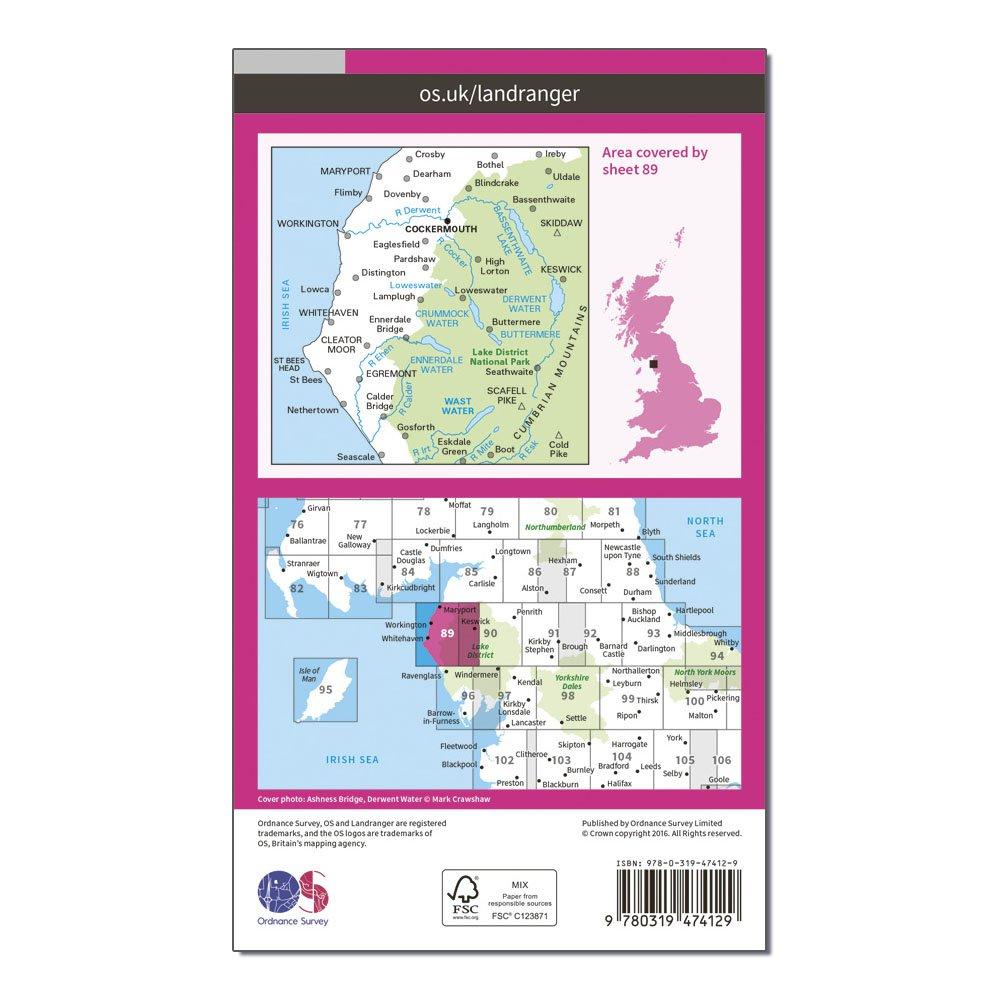 Landranger Active 89 West Cumbria, Cockermouth & Wast Water Map With Digital Version