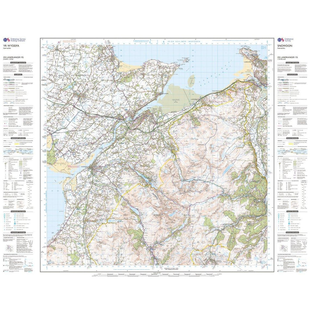 OS Landranger 115 Snowdon & Caernarfon Map