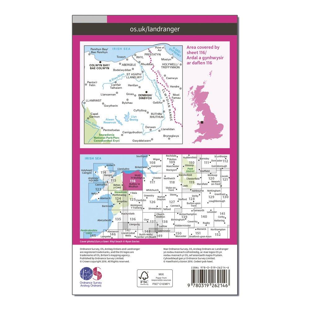 OS Landranger 116 Denbigh & Colwyn Bay Map