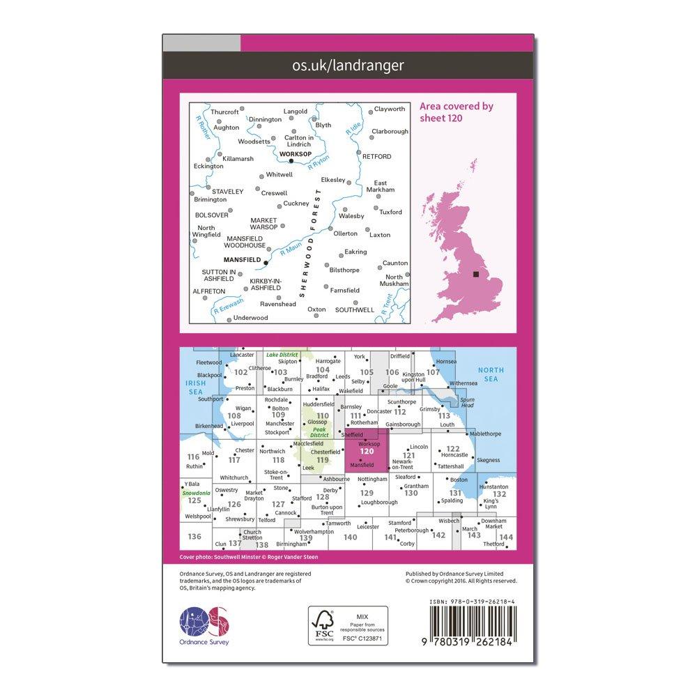 Landranger 120 Mansfield & Worksop, Sherwood Forest Map With Digital Version